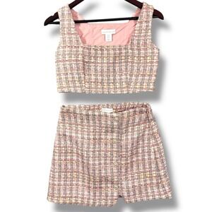 House of Harlow 1960 Pixie Dust Tweed Two-Piece Set Skirt XS